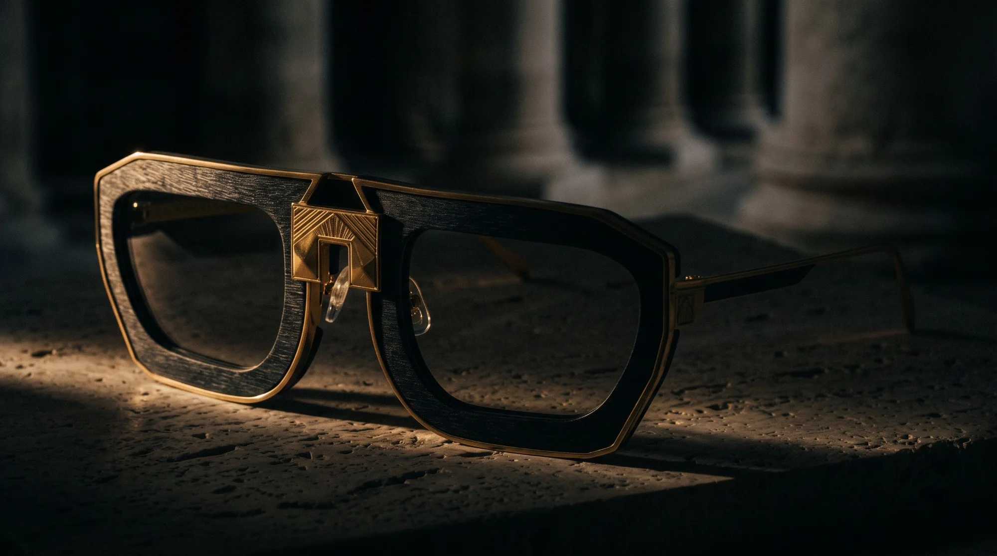 PATRIARCA in Black, edged in gold, on stone among columns